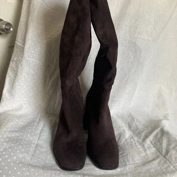 Women’s Steve Madden Brown Livah Knee High Black Zip Up Boots Size 6 Brand New - Picture 7 of 9